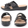 image:imageCIOR Womens Classic Leather Sandals Black Flat Open Toe Arch Support Adjustable Strap Casual Water Resistant Perfect for Beach Street Shopping Dating Vacation Pool PartyYhblack