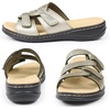 image:imageCIOR Womens Classic Leather Sandals Black Flat Open Toe Arch Support Adjustable Strap Casual Water Resistant Perfect for Beach Street Shopping Dating Vacation Pool PartyYhpewter
