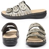 image:imageCIOR Womens Classic Leather Sandals Black Flat Open Toe Arch Support Adjustable Strap Casual Water Resistant Perfect for Beach Street Shopping Dating Vacation Pool PartyBlpewter