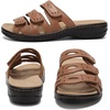 image:imageCIOR Womens Classic Leather Sandals Black Flat Open Toe Arch Support Adjustable Strap Casual Water Resistant Perfect for Beach Street Shopping Dating Vacation Pool Party2022versionbrown2