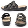 image:imageCIOR Womens Classic Leather Sandals Black Flat Open Toe Arch Support Adjustable Strap Casual Water Resistant Perfect for Beach Street Shopping Dating Vacation Pool PartyBlblack