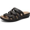 image:imageCIOR Womens Classic Leather Sandals Black Flat Open Toe Arch Support Adjustable Strap Casual Water Resistant Perfect for Beach Street Shopping Dating Vacation Pool Party2022versionblack2
