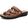 image:imageCIOR Womens Classic Leather Sandals Black Flat Open Toe Arch Support Adjustable Strap Casual Water Resistant Perfect for Beach Street Shopping Dating Vacation Pool Party2022versionbrown2