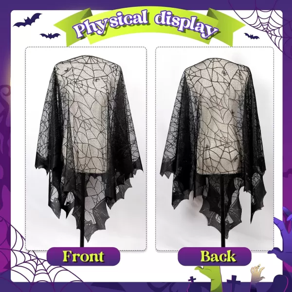 Halloween Poncho for Women Black Lace Spider WebSkeleton Cape Halloween Costumes Day of The Dead Costume Adult SizeSpiderweb Poncho