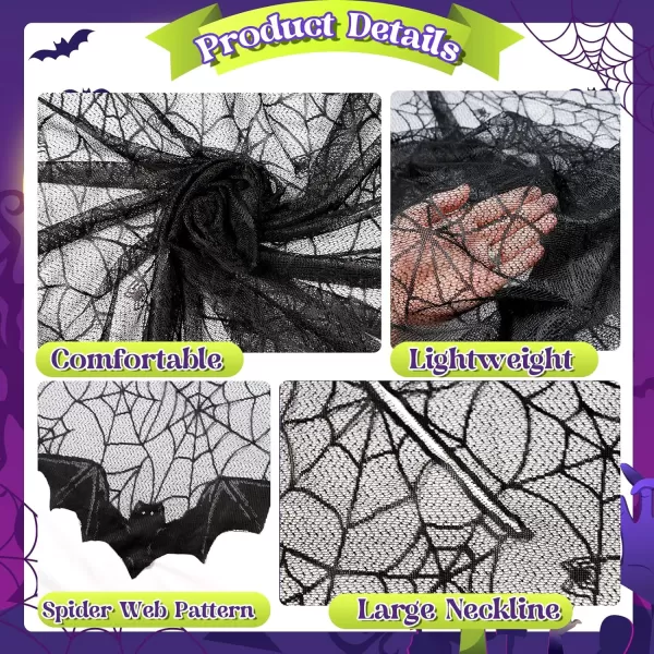 Halloween Poncho for Women Black Lace Spider WebSkeleton Cape Halloween Costumes Day of The Dead Costume Adult SizeSpiderweb Poncho