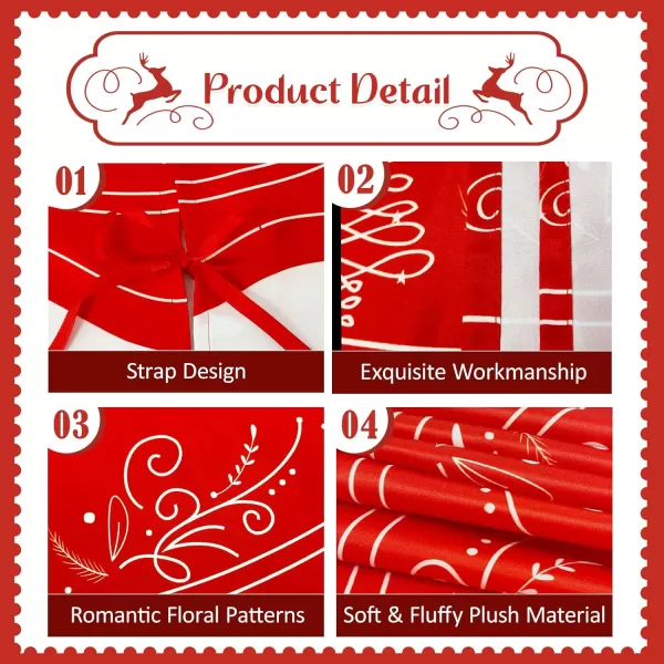 OurWarm 48 Inch Christmas Tree Skirt Red White Tree Skirt with Christmas Tree and Holly Leaf Pattern Small Christmas Tree Mat Rustic Farmhouse Ornaments for Holiday Party Christmas Decorations36 inch