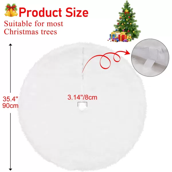 OurWarm Christmas Tree Skirt 60Inch White Faux Fur Tree Skirt Soft Xmas Tree Skirts for Holiday Winter Christmas Decorations36IN