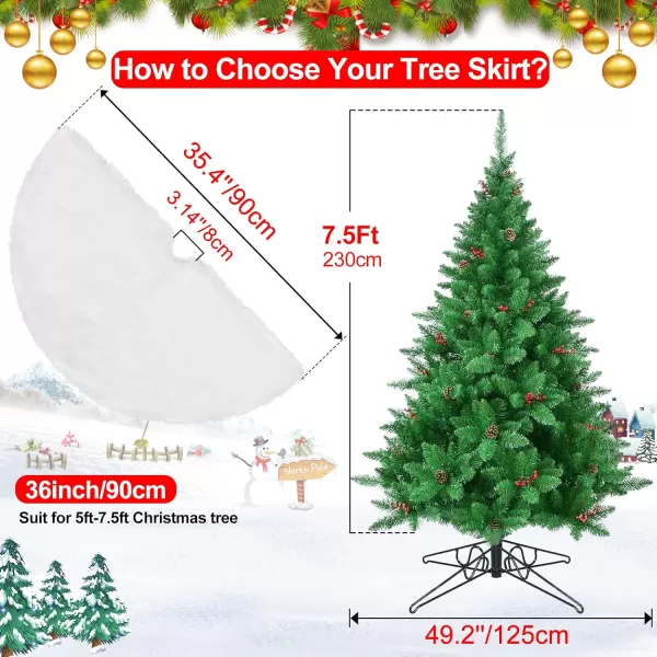 OurWarm Christmas Tree Skirt 60Inch White Faux Fur Tree Skirt Soft Xmas Tree Skirts for Holiday Winter Christmas Decorations36IN