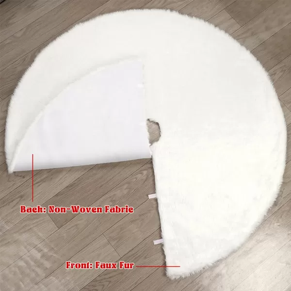 OurWarm Christmas Tree Skirt 60Inch White Faux Fur Tree Skirt Soft Xmas Tree Skirts for Holiday Winter Christmas Decorations60IN