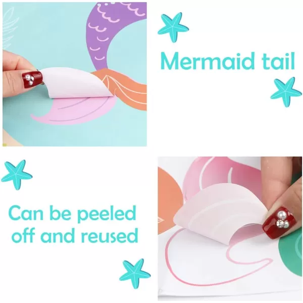 OurWarm Pin The Tail on The Mermaid Party Game for Kids Under The Sea Party Games with 36 Reusable Tails for Kids Birthday Decorations Mermaid Party SuppliesMermaid 1