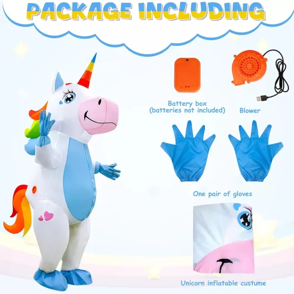 OurWarm Unicorn Inflatable Costume for Adult Funny Halloween Costume Blow Up Unicorn Costume for Halloween Cosplay Costumeblue