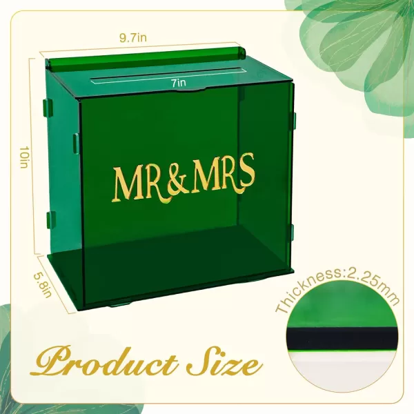 OurWarm Wedding Card Box with Slot Cardboard Gift Card Box for Wedding Reception Greenery Theme DIY Wedding Envelope Money Card Box for Party Graduation Baby Shower Birthday DecorationsGreen