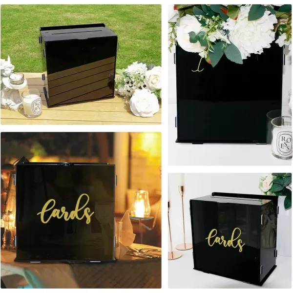 OurWarm Wedding Card Box with Slot Cardboard Gift Card Box for Wedding Reception Greenery Theme DIY Wedding Envelope Money Card Box for Party Graduation Baby Shower Birthday DecorationsGlossy Black