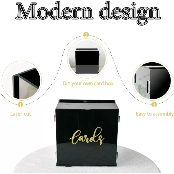 OurWarm Wedding Card Box with Slot Cardboard Gift Card Box for Wedding Reception Greenery Theme DIY Wedding Envelope Money Card Box for Party Graduation Baby Shower Birthday DecorationsGlossy Black