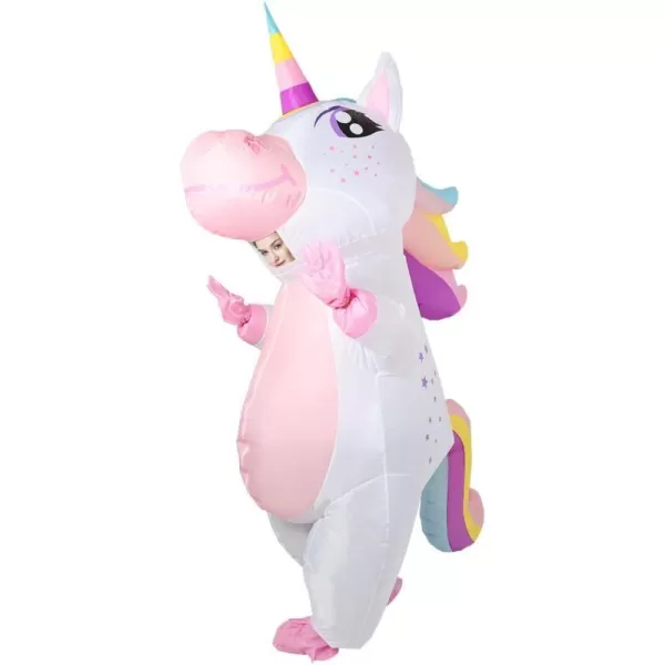 OurWarm Unicorn Inflatable Costume for Adult Funny Halloween Costume Blow Up Unicorn Costume for Halloween Cosplay CostumePink