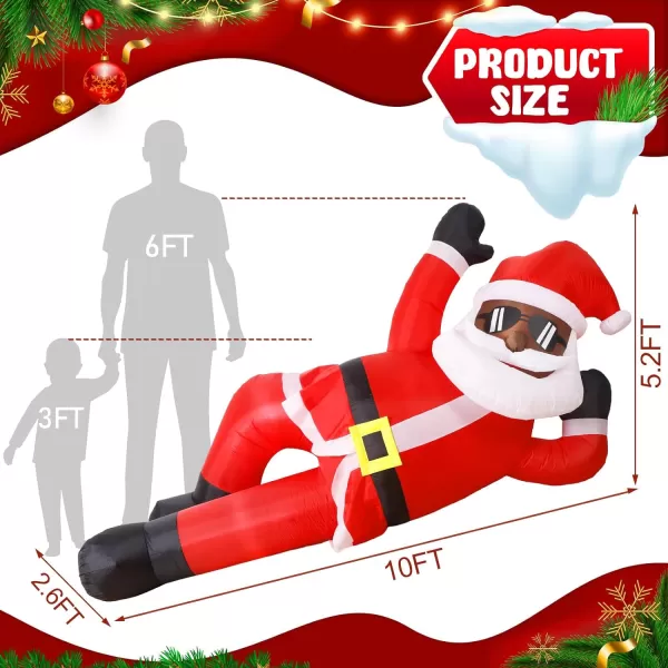 OurWarm 10FT Christmas Inflatables Outdoor Decorations Giant Christmas Inflatable Black Santa Christmas Outdoor Inflatables Christmas Blow Up Yard Decorations for Xmas Outside Lawn Yard Garden10 FT Black Santa