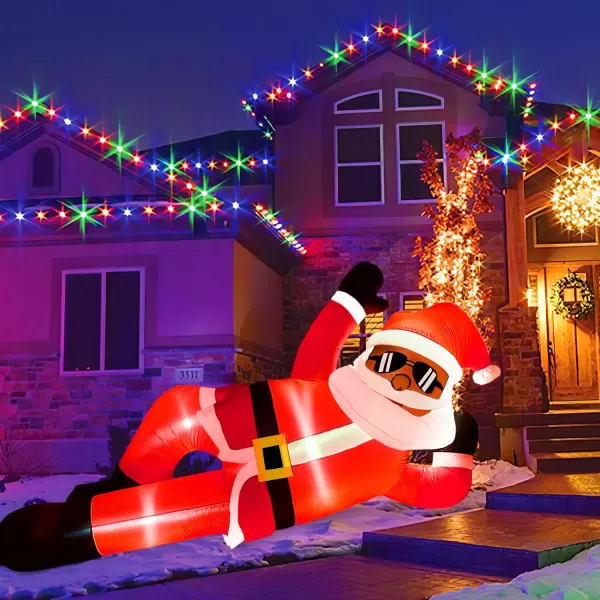 OurWarm 10FT Christmas Inflatables Outdoor Decorations Giant Christmas Inflatable Black Santa Christmas Outdoor Inflatables Christmas Blow Up Yard Decorations for Xmas Outside Lawn Yard Garden10 FT Black Santa