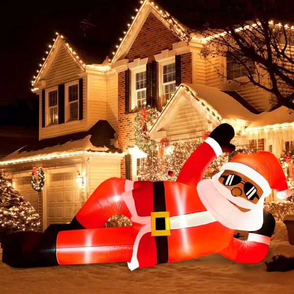 OurWarm 10FT Christmas Inflatables Outdoor Decorations Giant Christmas Inflatable Black Santa Christmas Outdoor Inflatables Christmas Blow Up Yard Decorations for Xmas Outside Lawn Yard Garden10 FT Black Santa