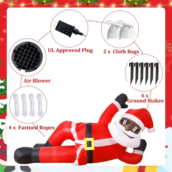OurWarm 10FT Christmas Inflatables Outdoor Decorations Giant Christmas Inflatable Black Santa Christmas Outdoor Inflatables Christmas Blow Up Yard Decorations for Xmas Outside Lawn Yard Garden10 FT Black Santa