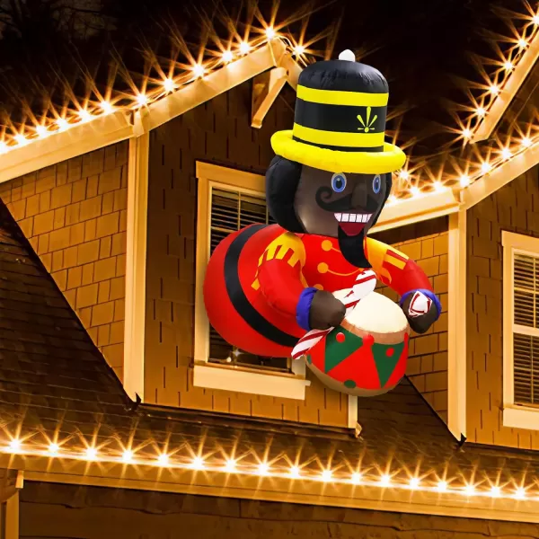 OurWarm 35 FT Christmas Inflatable Nutcracker Outdoor Decoration Christmas Blow Up Yard Decorations Broke Out from Window with LED Light Holiday Xmas Outdoor Indoor Garden Party Decor OutsideBlack Nutcracker