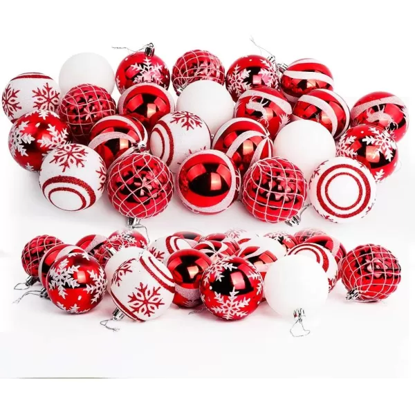 OurWarm 36ct 70mm Christmas Ball Ornaments Tree Decorations 6 Styles with Classic Red and White Shatterproof Christmas Bulbs Ornaments for Christmas Tree Ornaments Tree Skirt Home Party Holiday Decor