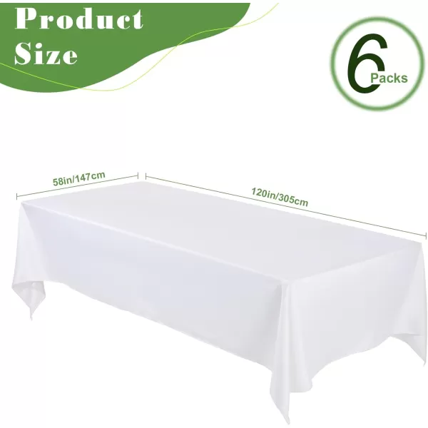 OurWarm 6PCS White Tablecloth 60 x 120 Inch Rectangle 6 Feet Table Cloth  Stain and Wrinkle Resistant Washable Polyester Table Cover for Dining Table Buffet Parties and CampingOurWarm 6PCS White Tablecloth 60 x 120 Inch Rectangle 6 Feet Table Cloth  Stain and Wrinkle Resistant Washable Polyester Table Cover for Dining Table Buffet Parties and Camping