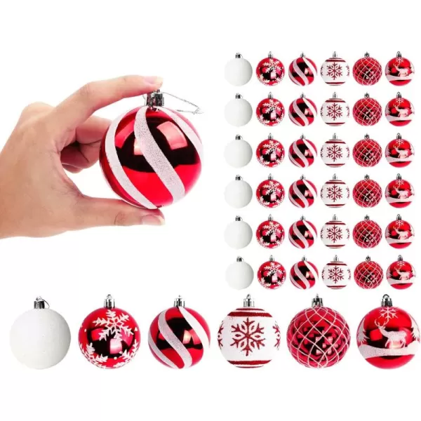 OurWarm 36ct Christmas Ball Ornaments Shatterproof Christmas Tree Decorations Balls Large 70mm276quot for Christmas Tree Holiday Wedding Party Decorations Red and White