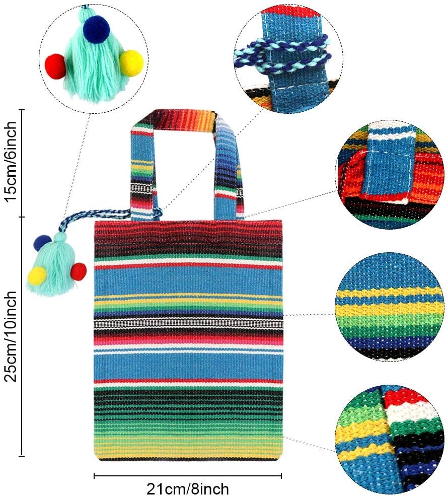 OurWarm 10 x 8 Inches Handwoven Mexican Tote Favor Bags Mexican Fiesta Party Bag with Colorful Tassels for Mexican Party Decorations Fiesta party supplies Set of 6OurWarm 10 x 8 Inches Handwoven Mexican Tote Favor Bags Mexican Fiesta Party Bag with Colorful Tassels for Mexican Party Decorations Fiesta party supplies Set of 6