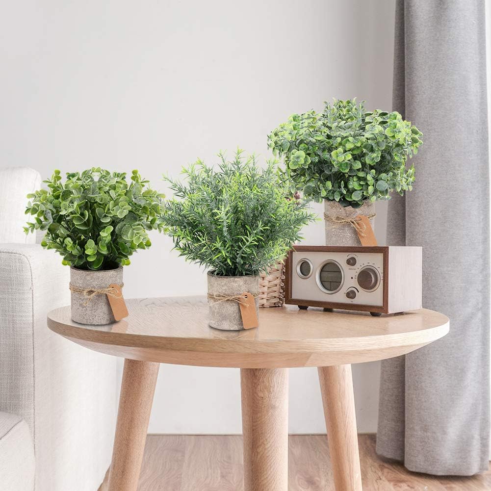OurWarm 3 Pack Mini Potted Fake Plants Artificial Eucalyptus Plants Plastic Small Faux Rosemary Plants with Gift Tags for Rustic Farmhouse Home Bathroom Office Desk Indoor Greenery Tabletop DecorOurWarm 3 Pack Mini Potted Fake Plants Artificial Eucalyptus Plants Plastic Small Faux Rosemary Plants with Gift Tags for Rustic Farmhouse Home Bathroom Office Desk Indoor Greenery Tabletop Decor