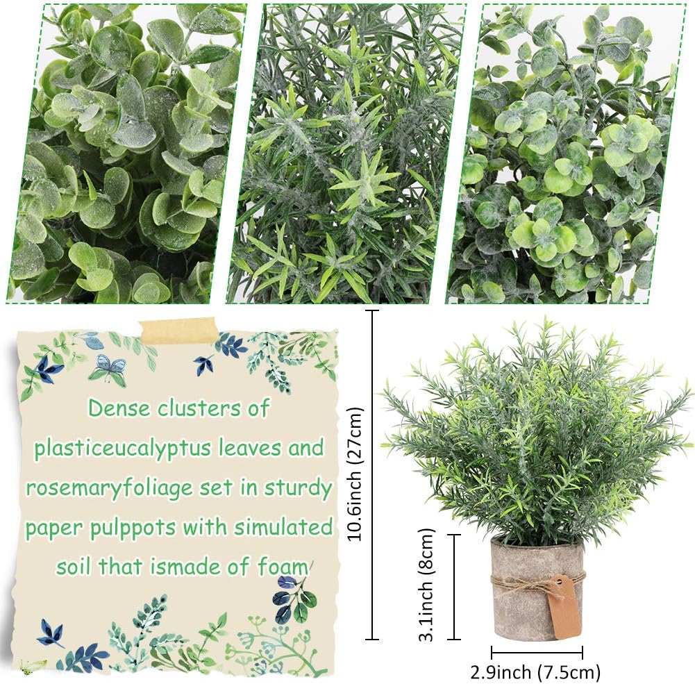 OurWarm 3 Pack Mini Potted Fake Plants Artificial Eucalyptus Plants Plastic Small Faux Rosemary Plants with Gift Tags for Rustic Farmhouse Home Bathroom Office Desk Indoor Greenery Tabletop DecorOurWarm 3 Pack Mini Potted Fake Plants Artificial Eucalyptus Plants Plastic Small Faux Rosemary Plants with Gift Tags for Rustic Farmhouse Home Bathroom Office Desk Indoor Greenery Tabletop Decor