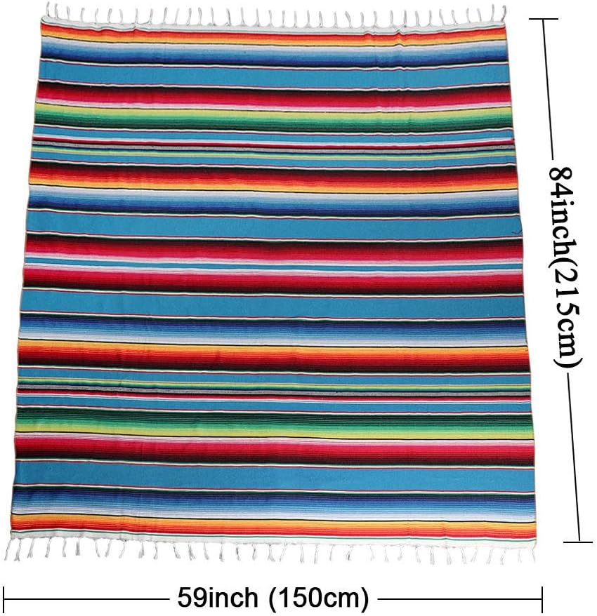 OurWarm 59 x 84 Inch Mexican Tablecloth Serape Blanket for Mexican Party Wedding Decorations Large Square Cotton Fringe Table Cloth Colorful Mexican Blanket Outdoor Fiesta Table Cover Picnic BlueOurWarm 59 x 84 Inch Mexican Tablecloth Serape Blanket for Mexican Party Wedding Decorations Large Square Cotton Fringe Table Cloth Colorful Mexican Blanket Outdoor Fiesta Table Cover Picnic Blue