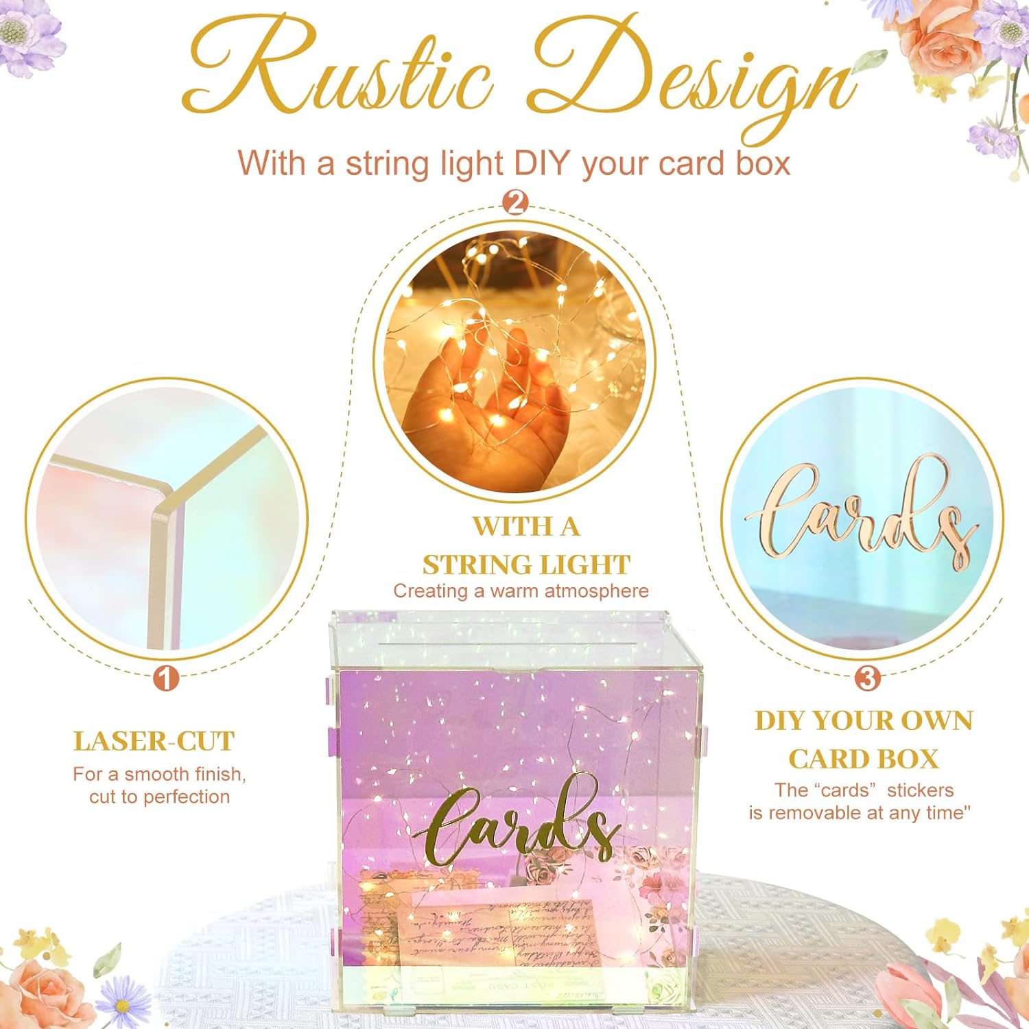 OurWarm Acrylic Wedding Card Box with String Light Colorful Gift Card Box for Wedding Decorations for Reception Money Box for Party Reception Anniversary Birthday Graduation Card BoxOurWarm Acrylic Wedding Card Box with String Light Colorful Gift Card Box for Wedding Decorations for Reception Money Box for Party Reception Anniversary Birthday Graduation Card Box