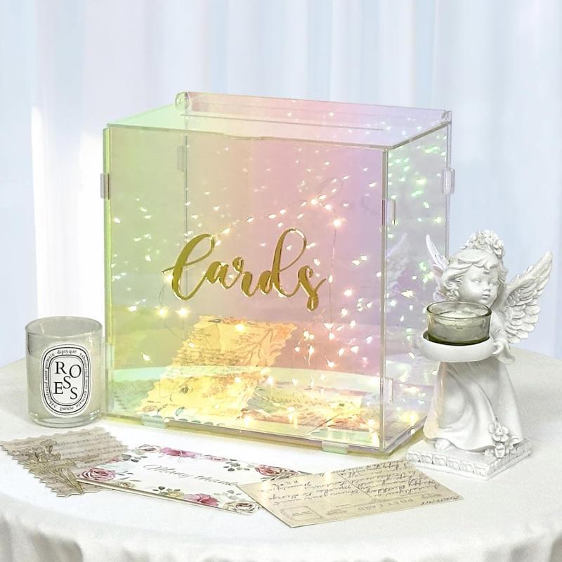 OurWarm Acrylic Wedding Card Box with String Light Colorful Gift Card Box for Wedding Decorations for Reception Money Box for Party Reception Anniversary Birthday Graduation Card BoxOurWarm Acrylic Wedding Card Box with String Light Colorful Gift Card Box for Wedding Decorations for Reception Money Box for Party Reception Anniversary Birthday Graduation Card Box