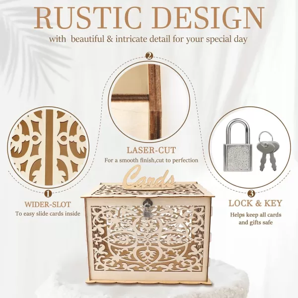 Aytai DIY Rustic Wedding Card Box with Lock and Card Sign Wooden Gift Card Box Money Box for Reception Wedding Anniversary Baby Shower Birthday Graduation Party DecorationsAytai DIY Rustic Wedding Card Box with Lock and Card Sign Wooden Gift Card Box Money Box for Reception Wedding Anniversary Baby Shower Birthday Graduation Party Decorations