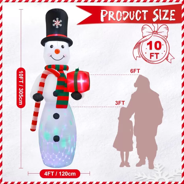 OurWarm 10Ft Outdoor Inflatable Snowman with Rotating LED Lights  Giant Christmas Yard Decorations for Lawn and GardenOurWarm 10Ft Outdoor Inflatable Snowman with Rotating LED Lights  Giant Christmas Yard Decorations for Lawn and Garden