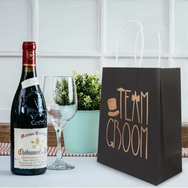 OurWarm 12 Pack Wedding Gift Bag for Bride and Groom Black and White Paper Gift Bags with Handles Rose Gold Foiled Design for Groomsmen Bridesmaid Bridal Shower Bachelorette Party Favors BagOurWarm 12 Pack Wedding Gift Bag for Bride and Groom Black and White Paper Gift Bags with Handles Rose Gold Foiled Design for Groomsmen Bridesmaid Bridal Shower Bachelorette Party Favors Bag