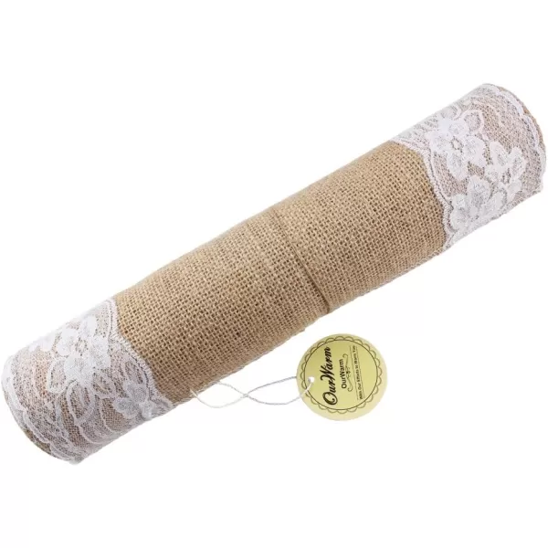 OurWarm 12 x 108 Rustic Burlap Lace Hessian Table Runner Natural Jute for Wedding Festival Event Table Decoration White Lace Both SideOurWarm 12 x 108 Rustic Burlap Lace Hessian Table Runner Natural Jute for Wedding Festival Event Table Decoration White Lace Both Side