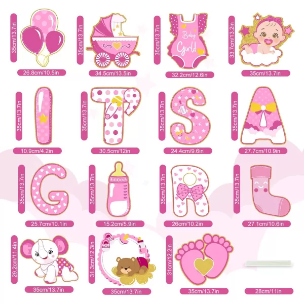 OurWarm 15 Pieces Gender Reveal Decorations Baby Shower Yard Signs with Stakes Its A Girl Pink Elephant Gender Reveal Yard Sign Welcome Home Yard Sign for Indoor Outdoor Garden Lawn Party DecorationsPink