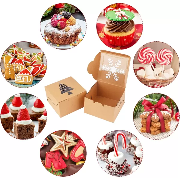 OurWarm 24 PCS Christmas Cookie Boxes for Gift Giving Small Cookie Tins Pretty Holiday Treat Boxes with Window Kraft Paper Xmas Bakery Boxes for Candy Cupcakes Pastries 4 x 4 x 25OurWarm 24 PCS Christmas Cookie Boxes for Gift Giving Small Cookie Tins Pretty Holiday Treat Boxes with Window Kraft Paper Xmas Bakery Boxes for Candy Cupcakes Pastries 4 x 4 x 25