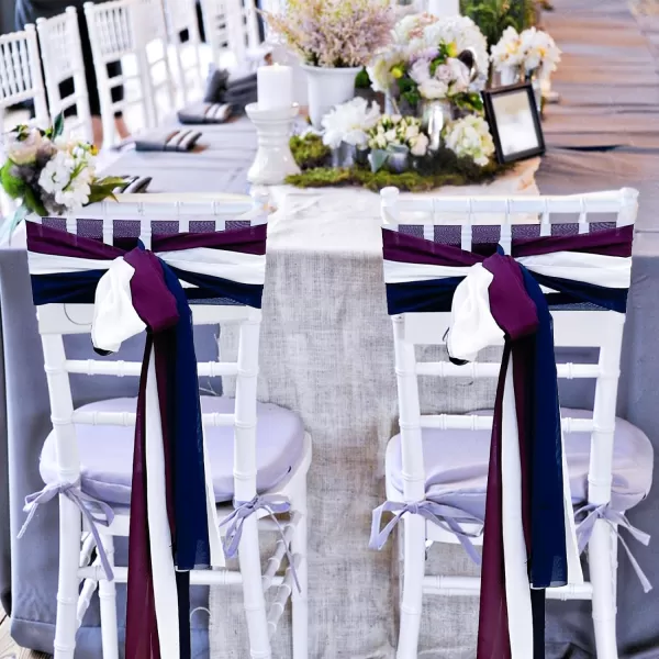 OurWarm 24Pcs Chiffon Chair Sashes for Wedding Aisle Chair Decorations Sashes for Chair Covers Wedding Aisle Decor for Ceremony Party Banquet14  75 inchContrast