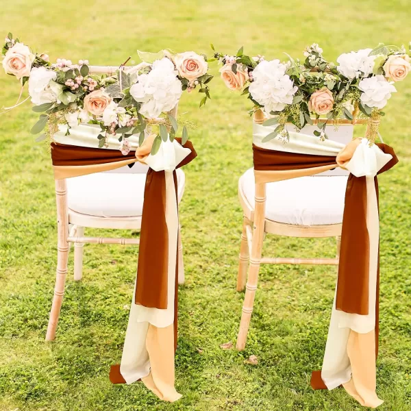 OurWarm 24Pcs Chiffon Chair Sashes for Wedding Aisle Chair Decorations Sashes for Chair Covers Wedding Aisle Decor for Ceremony Party Banquet14  75 inchOrange