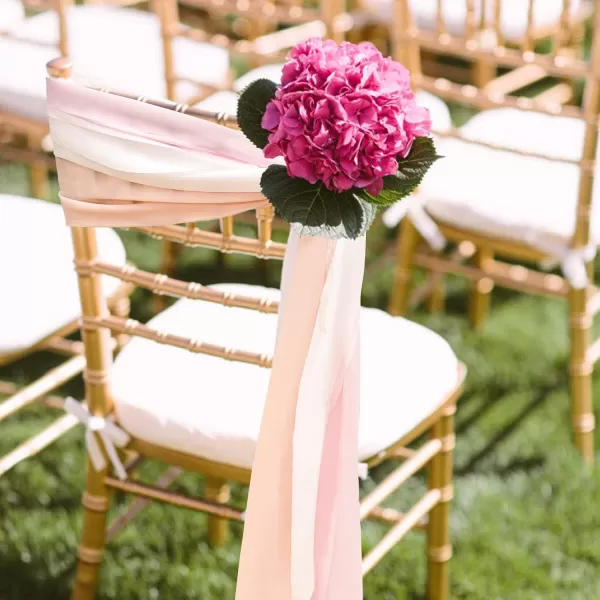 OurWarm 24Pcs Chiffon Chair Sashes for Wedding Aisle Chair Decorations Sashes for Chair Covers Wedding Aisle Decor for Ceremony Party Banquet14  75 inchPink