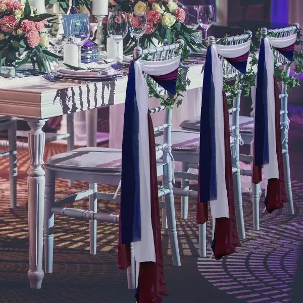OurWarm 24Pcs Chiffon Chair Sashes for Wedding Aisle Chair Decorations Sashes for Chair Covers Wedding Aisle Decor for Ceremony Party Banquet14  75 inchContrast