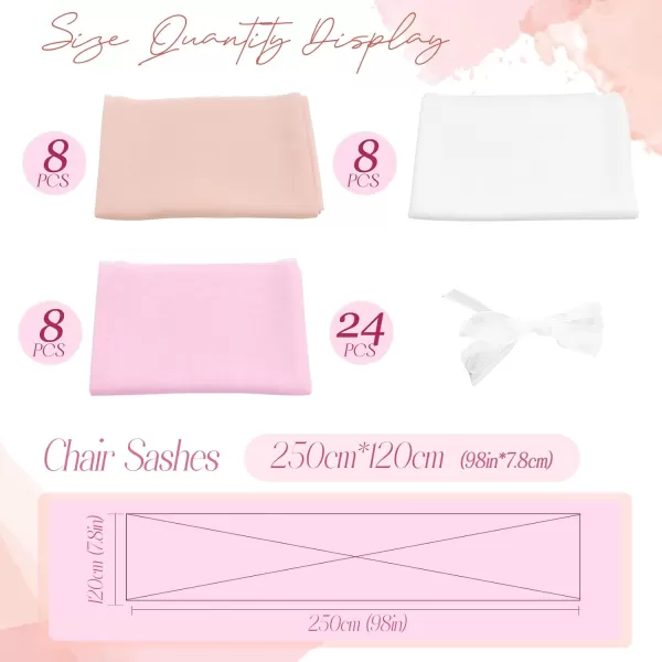 OurWarm 24Pcs Chiffon Chair Sashes for Wedding Aisle Chair Decorations Sashes for Chair Covers Wedding Aisle Decor for Ceremony Party Banquet14  75 inchPink