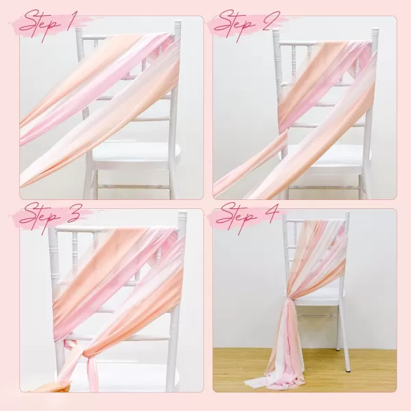OurWarm 24Pcs Chiffon Chair Sashes for Wedding Aisle Chair Decorations Sashes for Chair Covers Wedding Aisle Decor for Ceremony Party Banquet14  75 inchPink