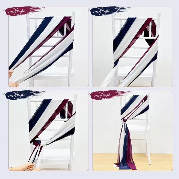 OurWarm 24Pcs Chiffon Chair Sashes for Wedding Aisle Chair Decorations Sashes for Chair Covers Wedding Aisle Decor for Ceremony Party Banquet14  75 inchContrast
