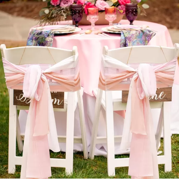 OurWarm 24Pcs Chiffon Chair Sashes for Wedding Aisle Chair Decorations Sashes for Chair Covers Wedding Aisle Decor for Ceremony Party Banquet14  75 inchPink