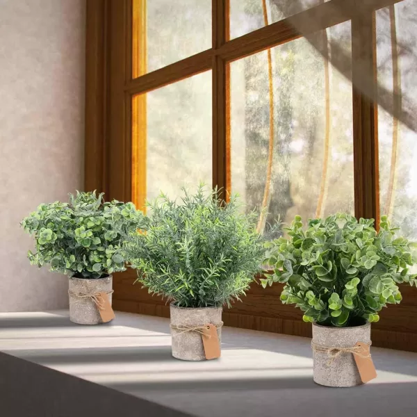 OurWarm 3 Pack Mini Potted Fake Plants Artificial Eucalyptus Plants Plastic Small Faux Rosemary Plants with Gift Tags for Rustic Farmhouse Home Bathroom Office Desk Indoor Greenery Tabletop DecorOurWarm 3 Pack Mini Potted Fake Plants Artificial Eucalyptus Plants Plastic Small Faux Rosemary Plants with Gift Tags for Rustic Farmhouse Home Bathroom Office Desk Indoor Greenery Tabletop Decor