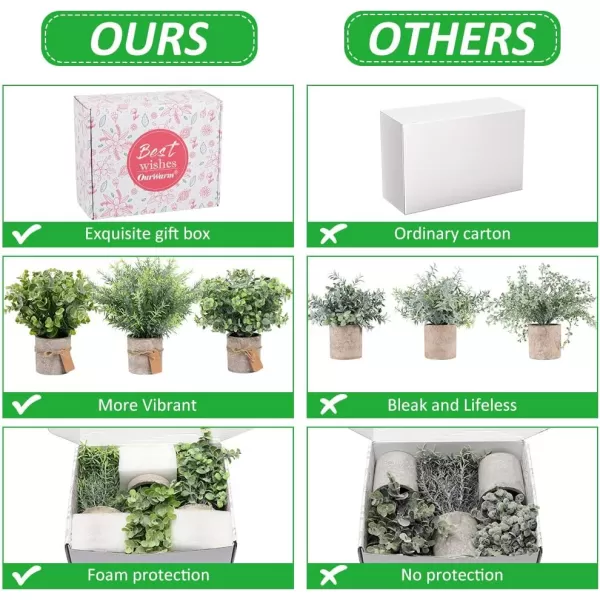 OurWarm 3 Pack Mini Potted Fake Plants Artificial Eucalyptus Plants Plastic Small Faux Rosemary Plants with Gift Tags for Rustic Farmhouse Home Bathroom Office Desk Indoor Greenery Tabletop DecorOurWarm 3 Pack Mini Potted Fake Plants Artificial Eucalyptus Plants Plastic Small Faux Rosemary Plants with Gift Tags for Rustic Farmhouse Home Bathroom Office Desk Indoor Greenery Tabletop Decor