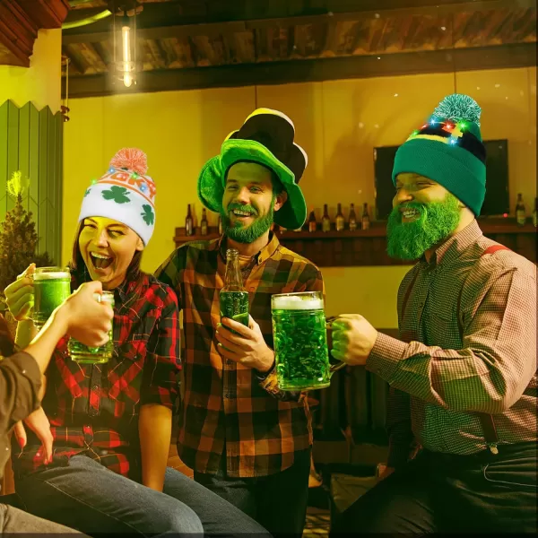 OurWarm 3 Pcs Light up St Patricks Day Hats for Women Green Beanie Hats for Men Winter Hat St Patricks Day Accessories Lucky Irish Shamrock hat Knit Cap for Women and ManOurWarm 3 Pcs Light up St Patricks Day Hats for Women Green Beanie Hats for Men Winter Hat St Patricks Day Accessories Lucky Irish Shamrock hat Knit Cap for Women and Man